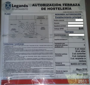 DOCUMENTACION LICENCIA TERRAZAS PARA BARES EN LEGANES